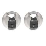 Master Lock Magnum Heavy Duty Stainless Steel Discus Padlock with Keys, Keyed Alike Heavy Duty Storage Lock for Indoor or Outdoor Use, 2 Pack, ‎M40XTCCSEN