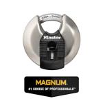 Master Lock Magnum Heavy Duty Stainless Steel Discus Padlock with Keys, Keyed Alike Heavy Duty Storage Lock for Indoor or Outdoor Use, 2 Pack, ‎M40XTCCSEN