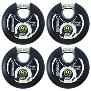 BRINKS Heavy Duty Padlock with Key - 70mm Discus Keyed Lock for Storage Shed, Garage, Storage Lockers, Sliding Doors, Tool Box, and Cabinets, 4 Pack