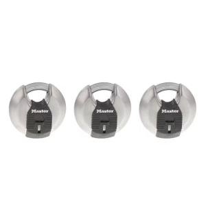Master Lock Padlock Heavy Duty Outdoor Keyed Alike Shrouded Stainless 3-Pack