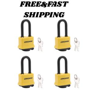 4 Pack Heavy Duty Covered Laminated Steel Padlocks Keyed Alike, Weatherproof In.