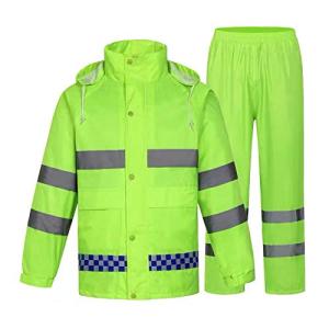 zojo High Visibility Safety Rain suit, Jacket, Pants High Visibility Reflective Rain Coats (Yellow-2XL)