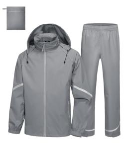 SWISSWELL Rain Suits for Men Waterproof 2 Pieces Lightweight Reflective Rain Gear Jacket Pants for Golf Fishing Hiking Grey L
