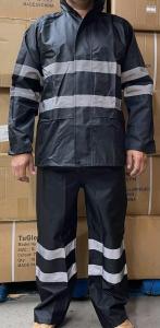 Black Safety Rain-suit, Rain Jacket With Hoodie and Rain Pants
