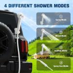 8000mAh Portable Shower, Rechargeable Camping Shower with Intelligent Led display, IPX8 Waterproof, 5-Speeds Control, 4 Spray Modes, Outdoor Shower for Camping, Car, Pet, Garden with Cooling Towel Set