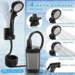 vignuto Portable Shower for Camping, Rechargeable Camping Shower Pump with LED Display of Battery Level and Temperature, Lasting-150 Mins, Suitable for Outdoor Shower, Pet Bath, Car Washing
