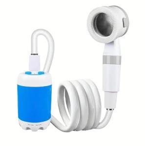 CRUMFERT Portable Shower,Outdoor dormitory bath artifact Electric Rechargeable Portable Camping Shower, simple car self-priming shower,pet Shower, Blue