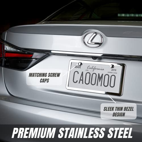 Stainless Steel Mirror License Plate Frame Set
