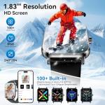 Jacoosa Smart Watch for Men Women, 1.83" HD Touchsreen, Bluetooth Calling, 5 ATM Water-Resistance, 130+ Sports Modes, Health, Fitness & Sleep Tracker, Timer, Fitness Watch for Android/iOS, Black