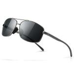 SUNGAIT Ultra Lightweight Rectangular Polarized Sunglasses Men UV400 Protection (Gunmetal Frame Gray Lens, 62) Metal Frame SGT458 QKH-CA
