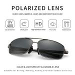 SUNGAIT Ultra Lightweight Rectangular Polarized Sunglasses Men UV400 Protection (Gunmetal Frame Gray Lens, 62) Metal Frame SGT458 QKH-CA