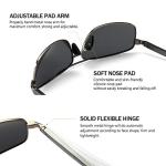 SUNGAIT Ultra Lightweight Rectangular Polarized Sunglasses Men UV400 Protection (Gunmetal Frame Gray Lens, 62) Metal Frame SGT458 QKH-CA