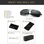 SUNGAIT Ultra Lightweight Rectangular Polarized Sunglasses Men UV400 Protection (Gunmetal Frame Gray Lens, 62) Metal Frame SGT458 QKH-CA