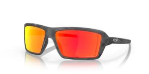 Oakley Men's OO9129 Cables Rectangular Sunglasses, Black Camo/Prizm Ruby, 63 mm