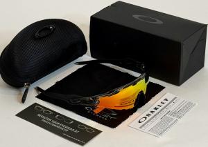 Oakley Radar EV Path Sunglasses 9275-01 Graphene Clear Frame / Red Lenses