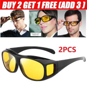 2 Sets HD Day & Night Vision glasses Men Driving Wraparound Sunglasses Summer~