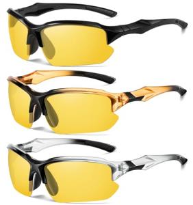 3PACK Polarized Night Vision Glasses for Men Driving Cycling Sport Night Anti Glare Yellow Lens Glasses Lightweight Frame