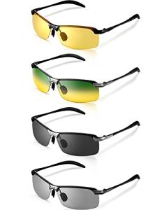 4 Pieces Night Driving Glasses Polarized Walking Glasses Anti Glare Driving Sunglasses for Men UV Protection Men's Sunglasses Nighttime Glasses for Adults Riding Fishing Outdoor Sports