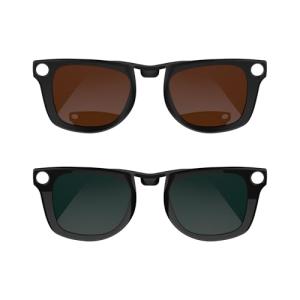 RCstyle Polarized Clip Compatible with Ray-Ban Meta Wayfarer (RW4006 Size M Standard 50-22) Smart Glasses Color Changing Clip Set (Brown, Dark Green)
