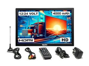 DenyDan 16-Inch Travel TV – Your Ultimate Portable Entertainment Hub for Car, RV, Truck, and Kitchen, Full HD Display, HDMI/USB/AV Inputs, 12V/24V/110V Power Options, Perfect for On-The-Go Viewing