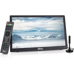 14" Small Portable TV for RV, Kitchen, Bedroom - Use TV Stand or Mount to Wall - Includes Built-in Battery & Car Charger for Boat, Camping - Digital Tuner gets HD Channels - Roku, Firestick Compatible