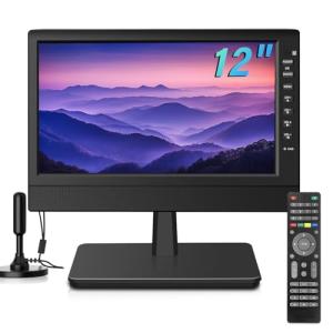 Feihe 12-Inch Portable Small TV with HD Display, HDMI and USB Ports | Built-in Digital Tuner and Compact Design for Home, Kitchen, RV, and Travel Use