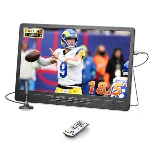 NORTHING 18.5" AC/DC Portable TV, 1080p, Built-in Speakers, USB,HDMI, AV, for Kitchen, RV, Boat, Truck, Playroom, Dorm Room, Remote, DC Car