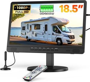 18.5" Portable TV with Built-In Power, Portable TV for Camping with Antenna/Hdmi