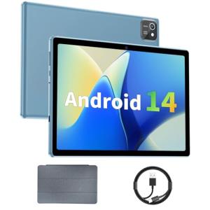 Tablet 10 inch Android 14 Tablets, 3GB RAM 64GB ROM 1TB Expand, Quad-Core Processor, 1280x800 LCD Touch Screen, WiFi 5, Dual Camera, BT5.0, 6000mAh Battery (Blue)