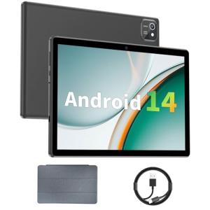 Tablet 10 inch Android 14 Tablets, 3GB RAM 64GB ROM 1TB Expand, Quad-Core Processor, 1280x800 LCD Touch Screen, WiFi 5, Dual Camera, BT5.0, 6000mAh Battery (Black)