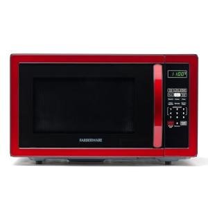 Farberware Countertop Microwave 1000 Watts, 1.1 cu ft - Microwave Oven With LED Lighting and Child Lock - Perfect for Apartments and Dorms - Easy Clean Metallic Red