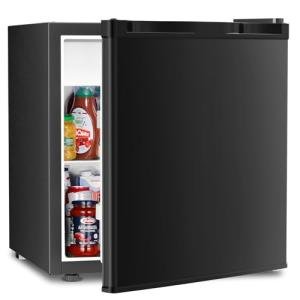 Antarctic Star Compact Refrigerator Mini Fridge with Freezer, Single Reversible Door, Dorm Fridge, Wire Shelf, Defrost Button, for Bedroom, Office, kitchen, 1.7 Cu. Ft, Black