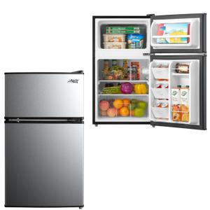 Arctic King 3.2 Cu ft Two Door Mini Fridge with Freezer/Stainless Steel, E-Star