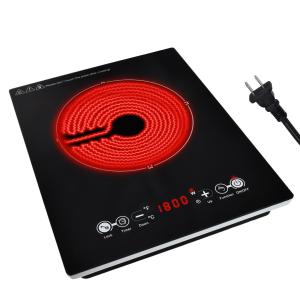 Portable Electric Cooktop Electric Stove Single Burner Ceramic Cooktop 1800W 110