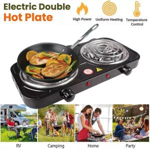 2000W Portable Kitchen Electric Double Burner Hot Plate Cooktop Cooking Stove US