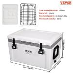 VEVOR Ultra-Light Hard Cooler 52 QT, Ice Retention Cooler with Heavy Duty Handle, Ice Chest Lunch Box for Camping, Travel, Outdoor, Keeps Cool for up to 6 Days, 30% Lighter Than Rotomolded Coolers