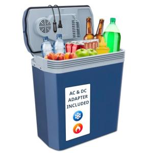 Ivation Electric Cooler & Warmer with Handle | 24 L Portable Thermoelectric Fridge for Vehicles & Trucks| 110V AC Home Power Cord & 12V Car Adapter for Camping, Travel & Picnics