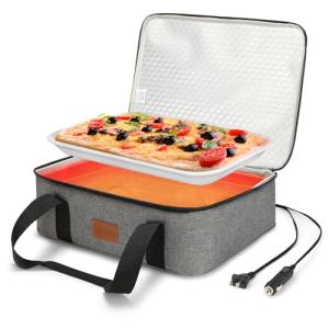 Food Warmer Electric Casserole Carrier - Large Heated Lunch Bag for Car Truck, 12V/24V/110V, Thermos for hot food for Potluck Cookouts Parties Picnic,Lasagna Lugger,Fits 9"x13" Baking Pan