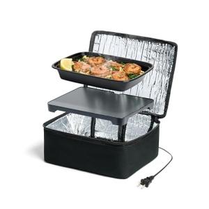 HOTLOGIC Mini Heated Lunch Box- Portable Electric Food Warmer for Men and Women - Great for Work, Office, and Construction - Cook, Reheat, and Eat on the Go - 120V - Black