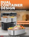 Geveniss Electric Lunch Box for Men, Women & Adults - 80W Fast Heating - Heated Lunch Box with Dual 1.5L SS Containers - Portable Food Warmer for Car, Truck, Office