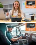 Geveniss Electric Lunch Box for Men, Women & Adults - 80W Fast Heating - Heated Lunch Box with Dual 1.5L SS Containers - Portable Food Warmer for Car, Truck, Office