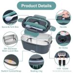 Electric Lunch Box Food Heater, 3 in 1 Ultra Quick Heated Lunch Boxes for Adults, 12V/24V/110V Portable Food Warmer for Car/Truck/Office With Fork Spoon and Insulated Carry Bag