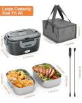 Geveniss Electric Lunch Box for Men, Women & Adults - 80W Fast Heating - Heated Lunch Box with Dual 1.5L SS Containers - Portable Food Warmer for Car, Truck, Office