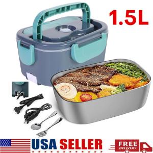 1.5L Electric Heating Lunch Box Portable for Car Office Food Warmer Container