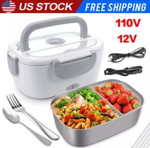 110V Electric Heating Lunch Box Portable for Car Office Food Warmer Container US