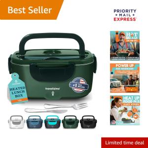 80W Stainless Steel Electric Lunch Box - 1.5L Portable Food Warmer for Work