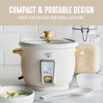 GreenLife Electric Rice Cooker, 3-Cups Uncooked/6-Cups Cooked, Removable PFAS-Free Nonstick Pot, One-Switch Design, Auto Keep Warm, Small Space Saving, Rice Paddle, Soup, Grains, Oatmeal, 1.5 QT, Cream