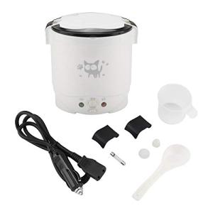 Tiiyee Mini Rice Cooker, 1L 12v Portable Rice Maker Electric Lunch Box for Car Food Steamer Fast Cooking Automatic Non Stick Pot for Travel Camping Cooking Soup Grain Oatmeal Veggie Stews(White)