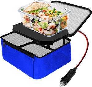 24V Car Portable Oven Food Warmer Electric Heated Lunch Box for Slow Cooker Blue