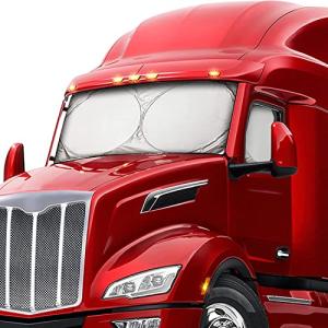 ZONETECH Semi-Truck Sunshade for Windshield and Side Window - Premium Quality Protective Reflective Maximum Coverage to Block UV Sun Heat Rays Best for Commercial, Transport & Big Truck 1-Pack